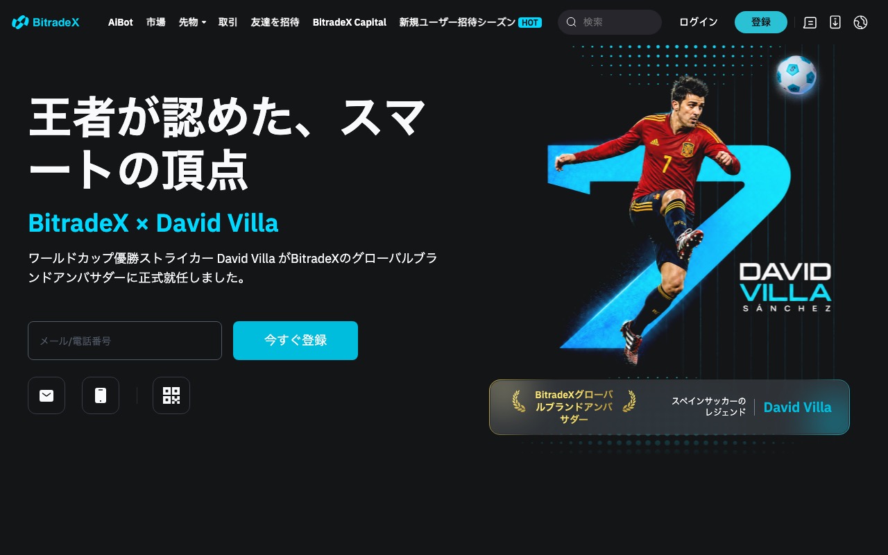 BitradeX（ビットレードエックス）公式サイトのトップ画面 2026年8月時点
