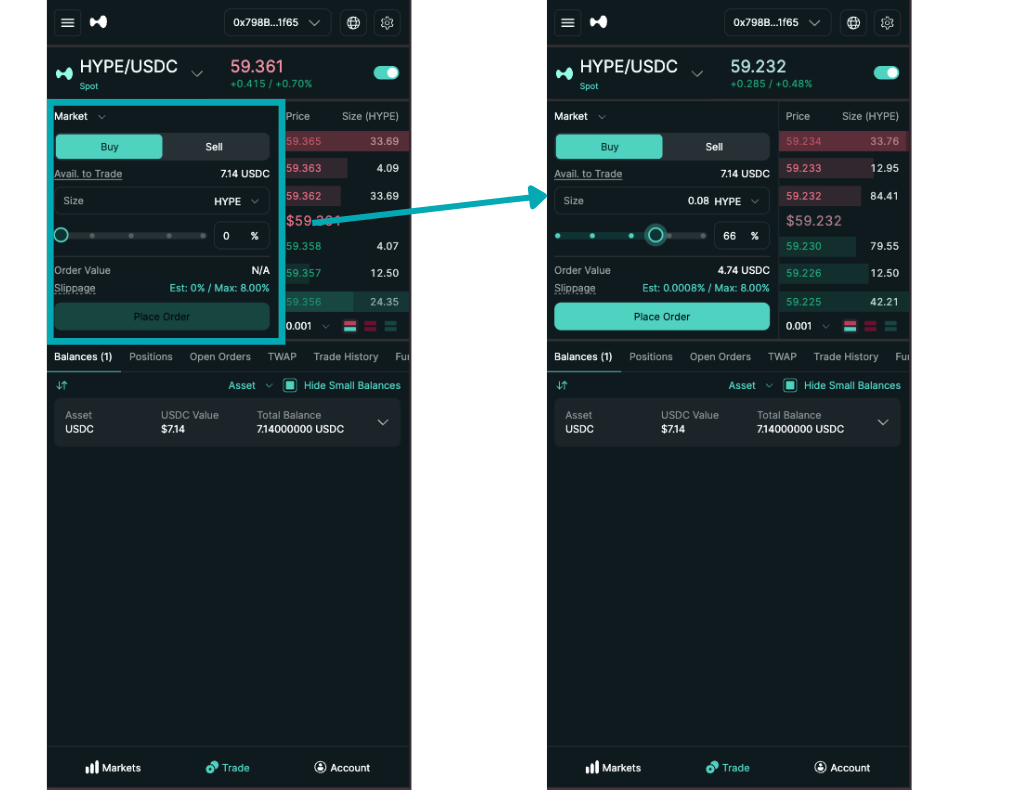HyperliquidのSpotで数量を入力して注文を出す手順