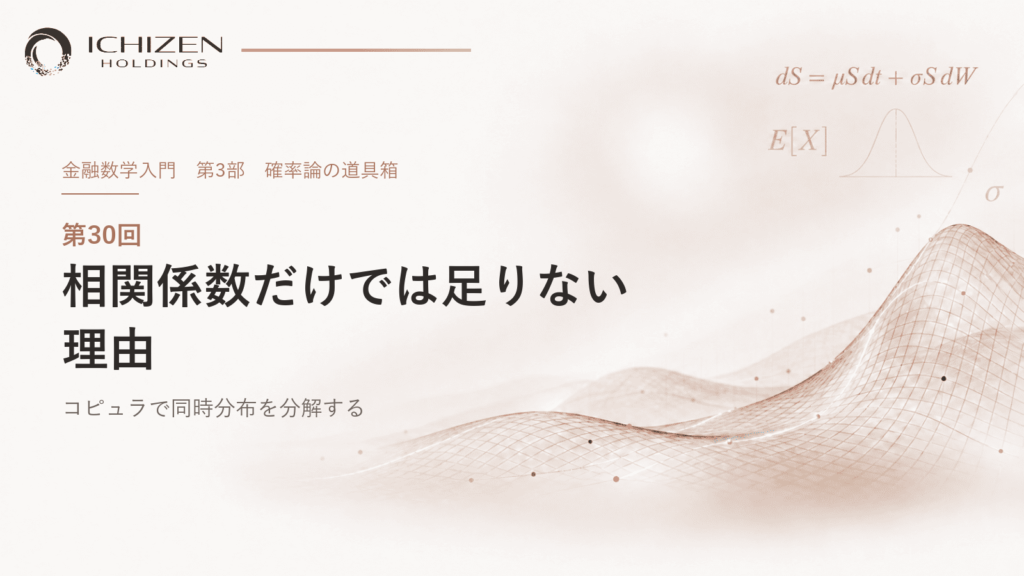 第30回 相関係数だけでは足りない理由 ― コピュラで同時分布を分解する