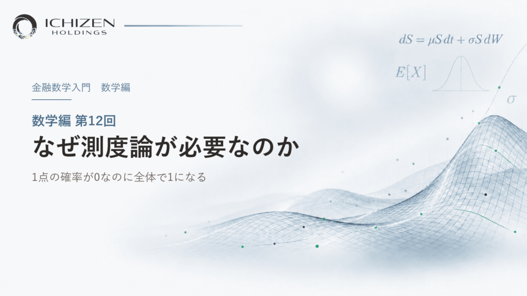 数学編 第12回 なぜ測度論が必要なのか ― 1点の確率が0なのに全体で1になる