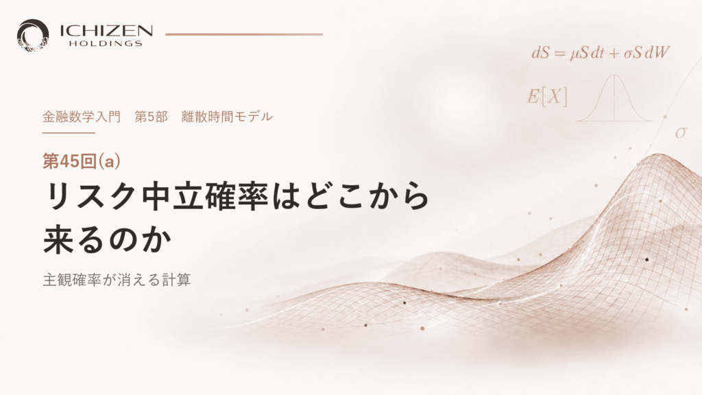 第45回(a) リスク中立確率はどこから来るのか ― 主観確率が消える計算