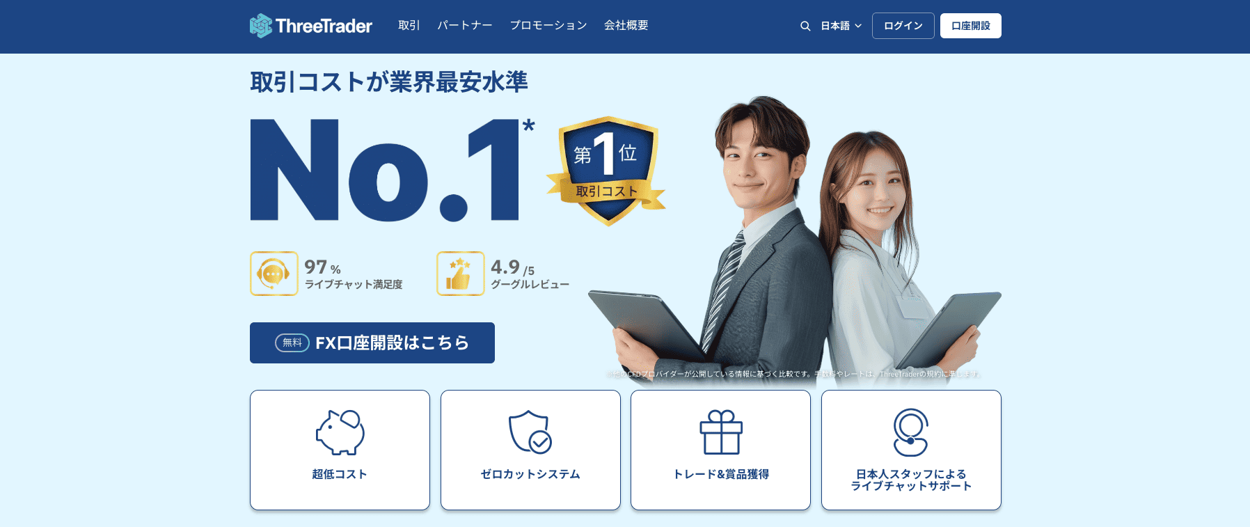 ThreeTrader公式サイトのトップページ